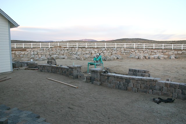 Paver patio with seating walls (half way complete)
